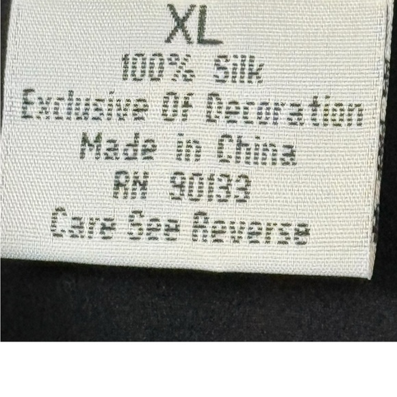 Bob Mackie Wearable Art Black Silk Blouse XL Striped Collar Bow Detail - Picture 5 of 8